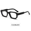 Retro thick rectangular sunglasses with black frames and chic polygonal fashion design - Black Frame Clear Lens
