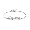 Detailed view of silver stainless steel chain anklet with Aquarius gothic letter pendant - Steel Aquarius