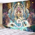 Psychedelic Buddha meditation tapestry with purple and gold galaxy patterns for bedroom walls - Psychedelic Religious Om Symbol (4)