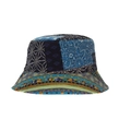 Έθνικ καπέλο bucket με πολύχρωμο σχέδιο patchwork για ηλιοπροστασία και εξωτερική χρήση - M / Μπλε