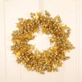 Goldener Weihnachtskranz mit Schaumbeeren und Tannennadeln für festliche Hausdekoration - 40CM / Gold