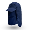 Navy blue sun protection hat with removable face mask and neck flap for outdoor sports - Navy Blue