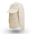Beigefarbener Outdoor-Sonnenhut mit Gesichtsschutz und Nackenschutz zum Angeln - Beige