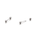 Silver ball screw back earrings in stainless steel showing assembly and parts - Silver Steel (KE94885)