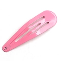 Minimalist pink teardrop metal hair clip for children with hollow parallel stripes - Watermelon red