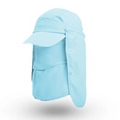 Hellblauer Outdoor-Sonnenhut mit abnehmbarem Gesichtsschutz und Nackenschutz für Herren - Blau