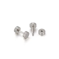 Minimalist silver screw thread barbell earrings in polished stainless steel for ear piercing - Silver/Steel (KE94890)