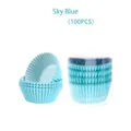 Sky Blue cupcake liners set of 100pcs in transparent cylindrical packaging box - Sky Blue
