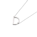 Minimalistische zilverkleurige titanium stalen ketting met gepolijste letter D hanger - Letter D (KN88037-K)