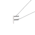 Minimalist stainless steel necklace featuring a polished silver letter F initial pendant - Letter F (KN88034-K)
