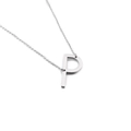 Minimalist silver stainless steel necklace featuring a polished uppercase letter P pendant - Letter P (KN88026-K)
