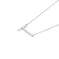 Minimalist silver-tone stainless steel necklace featuring a horizontal letter T pendant - Letter T (KN88043-K)