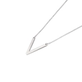 Minimalist silver V-pendant necklace in polished stainless steel for women - Letter V (KN88041-K)