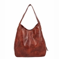 Bolso tote grande de piel suave marrón oscuro retro con correa de hombro ancha para mujer - Marrón Oscuro
