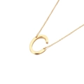 Eleganter Anhänger mit Buchstaben C aus goldenem Edelstahl an einer feinen Kette - C Buchstabe Stil (KN88050-K)