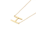 Collier minimaliste en acier inoxydable doré avec pendentif lettre H et chaîne fine - Style Lettre H (KN88055-K)