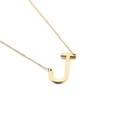 Collier avec pendentif lettre J dorée polie et chaîne fine minimaliste pour femme - Style Lettre J (KN88057-K)