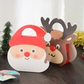 Christmas gift boxes with Santa and reindeer designs featuring convenient carrying handles - Single Piece / S3013 Santa Claus Style