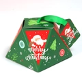 Christmas pyramid candy box with green ribbon, Santa Claus pattern and merry christmas tag - Single Piece / S513 Dark Green Santa (No Tag)