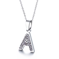 Collier avec pendentif lettre A en argent orné de diamants pavés étincelants - Lettre A(KN89504-K)