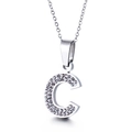 Collana con pendente lettera C impreziosita da cristalli e finitura in argento - Lettera C(KN89508-K)
