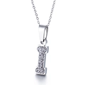 Collier argenté avec pendentif lettre I orné de strass brillants pavés - Lettre I(KN89520-K)