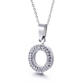 Collier argenté avec pendentif lettre O orné de strass brillants et chaîne fine - Lettre O(KN89532-K)