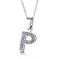 Collier avec pendentif lettre P serti de cristaux brillants sur chaîne argentée - Lettre P(KN89534-K)