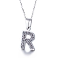 Collier avec pendentif lettre R argenté serti de cristaux brillants pour femme - Lettre R(KN89538-K)