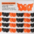 3m 3D Halloween hanging banner featuring orange and black bat designs for party decor - Hollow Bat