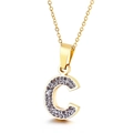 Minimalist gold-plated titanium steel necklace featuring a crystal-encrusted letter C pendant - Letter C (KN89509-K)