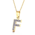 Collana elegante con pendente lettera F tempestata di cristalli placcata oro - Lettera F (KN89515-K)