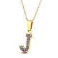 Collana con pendente lettera J con zirconi incastonati e catena in oro placcato - Lettera J (KN89523-K)