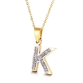 Collana in acciaio inossidabile dorato con ciondolo a lettera K ricoperto di cristalli - Lettera K (KN89525-K)