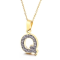 Collana dorata con ciondolo a lettera Q e pavé scintillante di zirconi cubici microfissati - Lettera Q (KN89537-K)