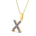 Elegante collana in acciaio al titanio dorato con ciondolo lettera X e cristalli - Lettera X (KN89551-K)