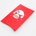 Red Christmas pillow gift box with white reindeer prints and Merry Christmas text - S3017-Red Reindeer (Large)