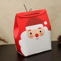 Red Christmas gift box with Santa Claus illustration and black handle on wood surface - S913-Red Santa Claus