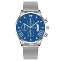 Chronographe Yolako pour homme avec cadran bleu, date et bracelet en maille d'acier argenté - Verre Bleu Cadran Noir Boîtier Argent Bracelet Argent