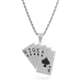 Silberner Pik-Royal-Flush-Anhänger mit funkelnden Zirkonia-Steinen für Paare - Silber Full Zirkon Pik Royal Flush Anhänger (KP94004)