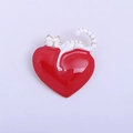 Incantevole spilla in smalto con un gatto bianco su base in lega a forma di cuore rosso - YNCP4592 Bianco