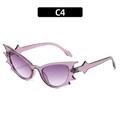 Chic purple bat-shaped cat eye sunglasses with flame-style frame and gradient lenses - Translucent Purple Frame Gradient Purple Lens