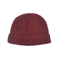 Berretto in maglia a coste rosso scuro in misto lana, cappello invernale caldo unisex - Borgogna