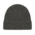 Minimalist dark gray ribbed knit beanie hat with classic folded cuff for winter warmth - One Size / Dark Gray