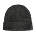 Close-up of deep gray knitted beanie showing detailed ribbed texture and warm fabric - One Size / Charcoal Black