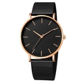 Minimalist men's quartz watch with black mesh strap and rose gold metal case on white backdrop - Rose Gold Hand Black Dial Rose Gold Case Black Strap