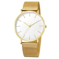 Orologio da uomo al quarzo con cinturino in maglia milanese oro e quadrante bianco - Lancetta Oro Quadrante Bianco Cassa Oro Cinturino Oro