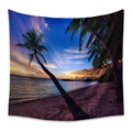 Arazzo bohémien con tramonto sulla spiaggia tropicale e decorazione di palme - 73X95CM / Tramonto Palma Inclinata/Tessuto Spazzolato