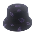Wendbarer Damen-Fischerhut in Schwarz mit lila Schmetterlingsdruck für Sonnenschutz - 58cm / Lila