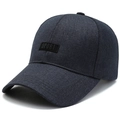 Casquette de sport gris foncé avec écusson SPORT brodé blanc pour hommes - Réglable / Bleu Marine
